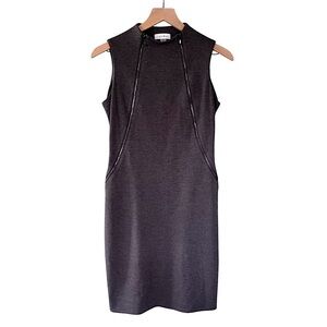 NWT Calvin Klein Women’s Zippered Front Sleeveless Sheath Dress Dark Grey Size 4